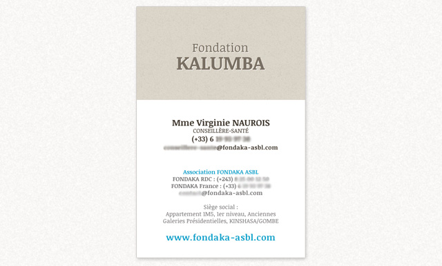 carte de visite Fondation Kalumba