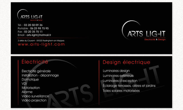 carte de visite Arts Light
