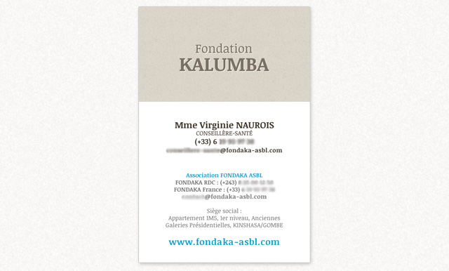 carte de visite Fondation Kalumba
